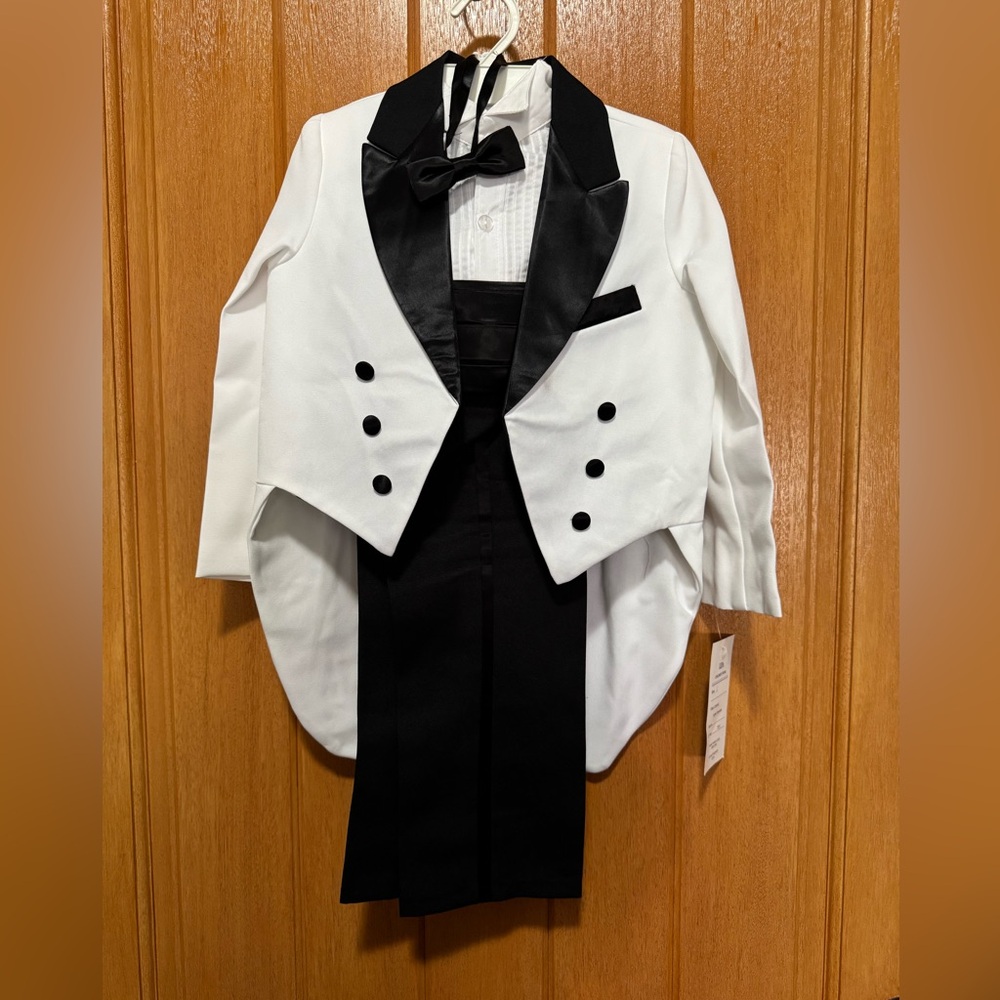Children's White & Black Tuxedo Suit with Bow Tie